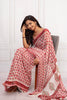 Elegant Pink Floral Cotton Chiffon Saree with Rich Red Borders