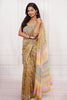 Elegant Green Floral Cotton Chiffon Saree