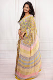 Elegant Green Floral Cotton Chiffon Saree