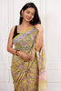 Elegant Green Floral Cotton Chiffon Saree