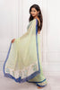 Fresh Striped Cotton Chiffon Saree with Blue Border Elegance