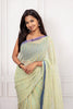 Fresh Striped Cotton Chiffon Saree with Blue Border Elegance