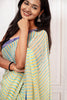 Fresh Striped Cotton Chiffon Saree with Blue Border Elegance