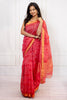 Radiant Red Cotton Saree with Golden Border Elegance