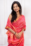 Radiant Red Cotton Saree with Golden Border Elegance