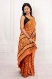 Rust Orange Ajrakh Saree with Bold Pallu Design