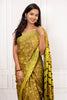 Yellow Green Ajrakh Saree with Bold Pallu Design