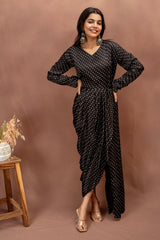 Classic Black Modal Draped Dress