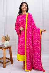 Hot Pink Modal Printed Kurta Set with Dupatta