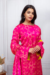Hot Pink Modal Printed Kurta Set with Dupatta