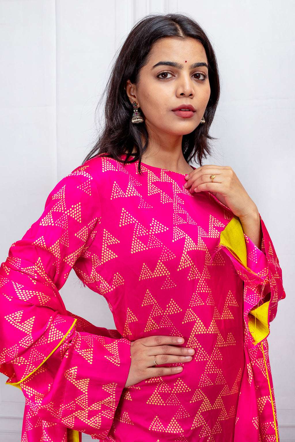 Hot Pink Modal Printed Kurta Set with Dupatta
