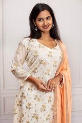 Peach & Ivory Embroidered Suit
