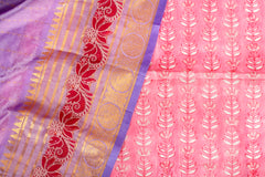 Elegant Lavender Silk Cotton Saree with Contrast Border & Zari Lace