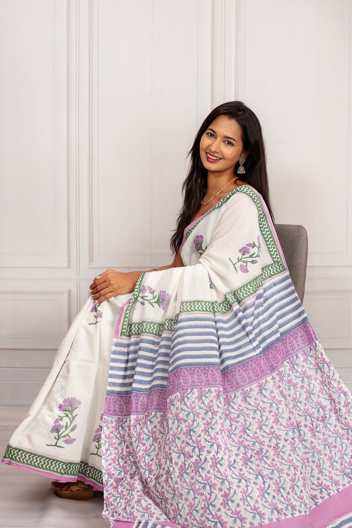 Lavender Handcrafted Cotton Saree