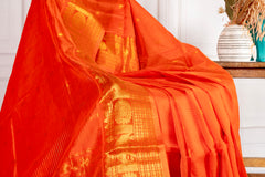 Vibrant Orange Silk Cotton Saree