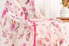 Blush Floral Chanderi Soft Cotton Saree with Lace Border