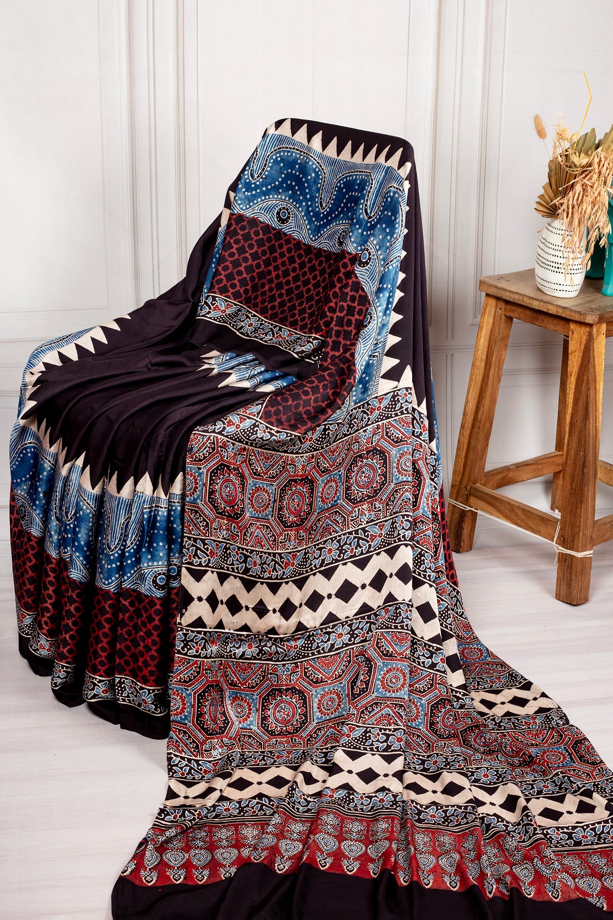 Midnight Heritage Modal Ajrakh Saree