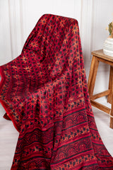 Elegant Red Modal Saree with Timeless Ajrakh Print