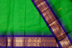 Radiant Green Chanderi Silk Cotton Saree with Royal Blue Zari Border