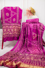 Elegant Magenta Modal Suit with Ajrakh Prints