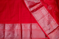 Radiant Crimson Silk Cotton Saree with Elegant Zari Weave