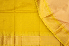 Elegant Peach Silk Cotton Saree with Rich Yellow Zari Border & Classic Finish