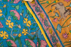 Sunlit Mustard Kalamkari Assam Silk Saree – Tropical Elegance
