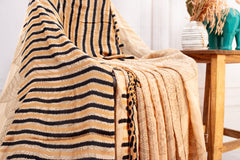 Beige Georgette Printed Saree with Abstract & Striped Design