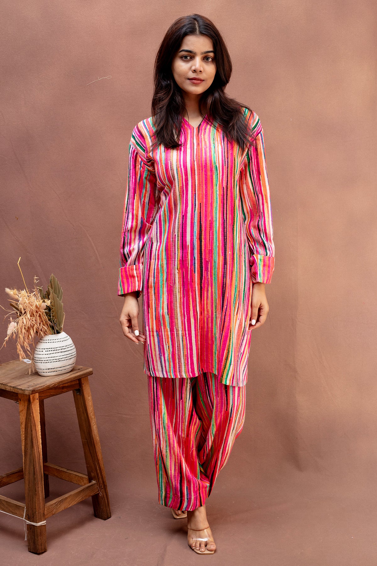 Multicolor Striped Vibrant Co-ord Set