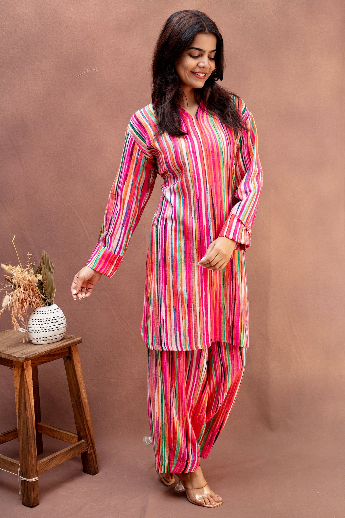 Multicolor Striped Vibrant Co-ord Set