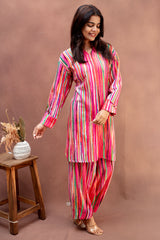 Multicolor Striped Vibrant Co-ord Set