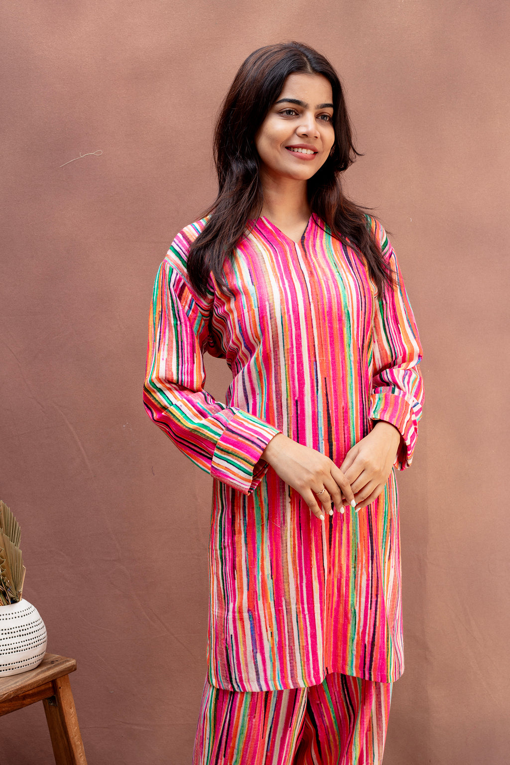 Multicolor Striped Vibrant Co-ord Set