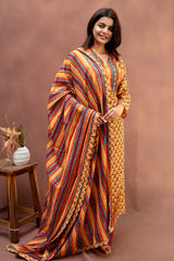 Harvest Amber Mulcotton Floral Salwar Set