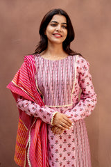 Blush Pink & Mauve Floral Cotton Suit Set