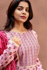 Blush Pink & Mauve Floral Cotton Suit Set
