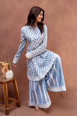 Serene Sky Blue Mulcotton Sharara Set