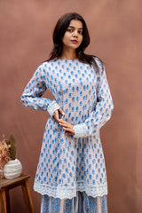 Serene Sky Blue Mulcotton Sharara Set