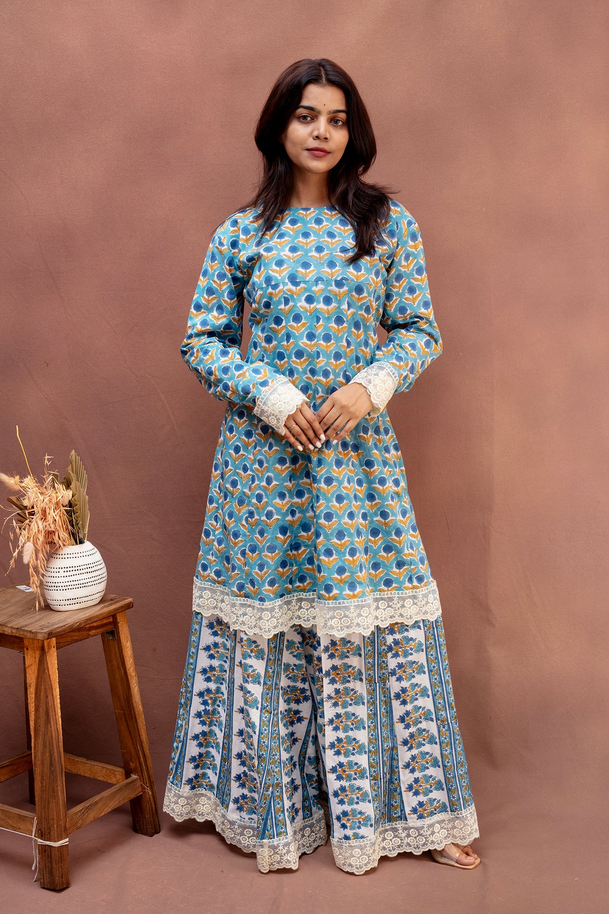 Azure & Marigold Mulcotton Sharara Set
