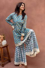 Azure & Marigold Mulcotton Sharara Set