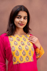 Magenta & Mustard Pure Chanderi Embroidered Suit Set