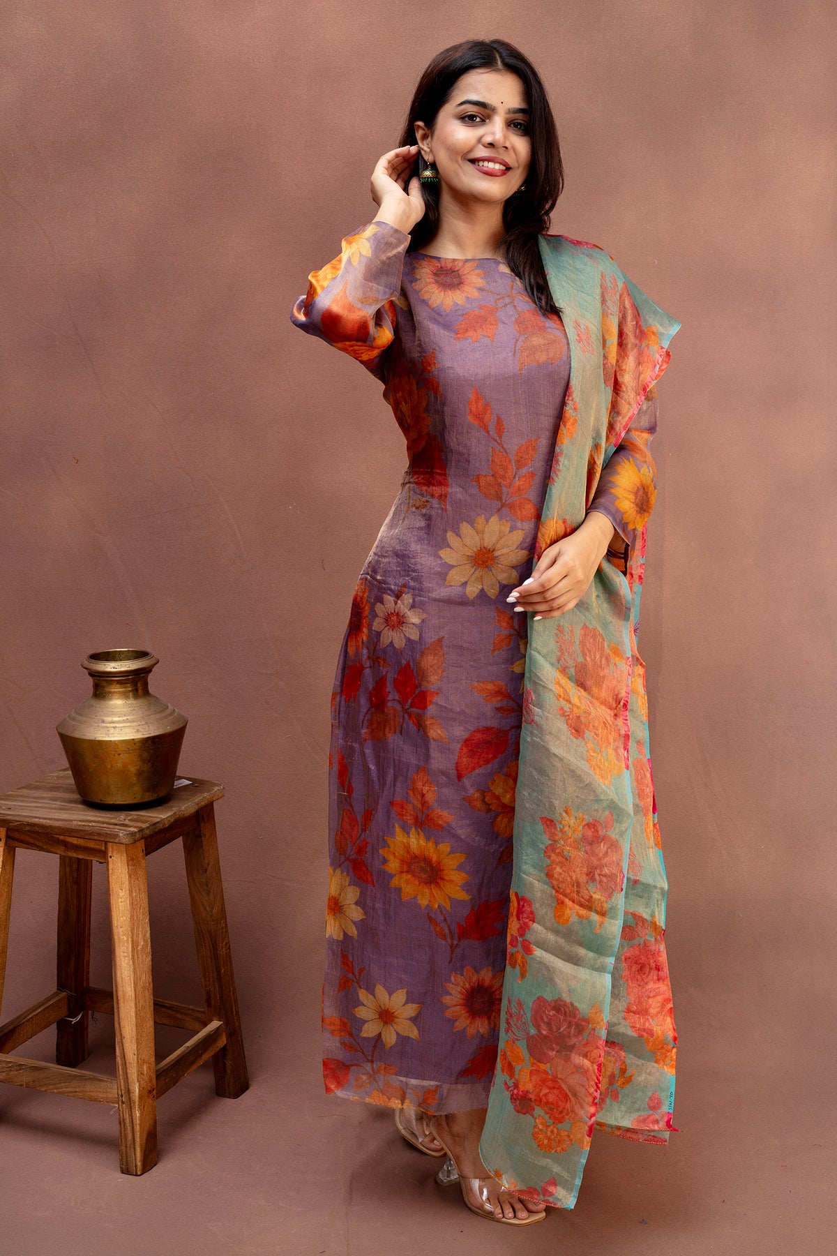 Midnight Bloom Tissue-Print Straight-Cut Set