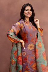Midnight Bloom Tissue-Print Straight-Cut Set