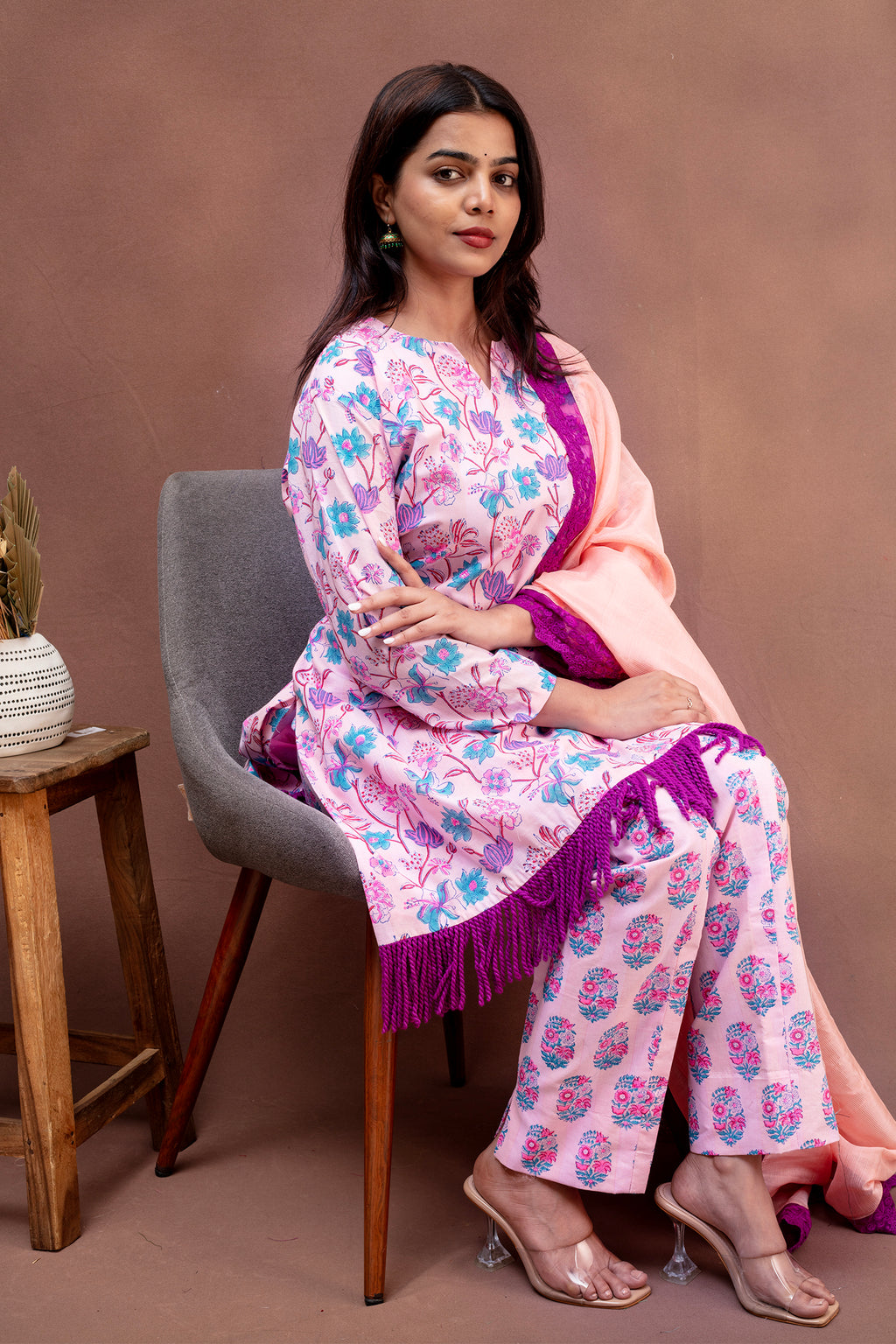 Blush Blossom Mulcotton Pant Set
