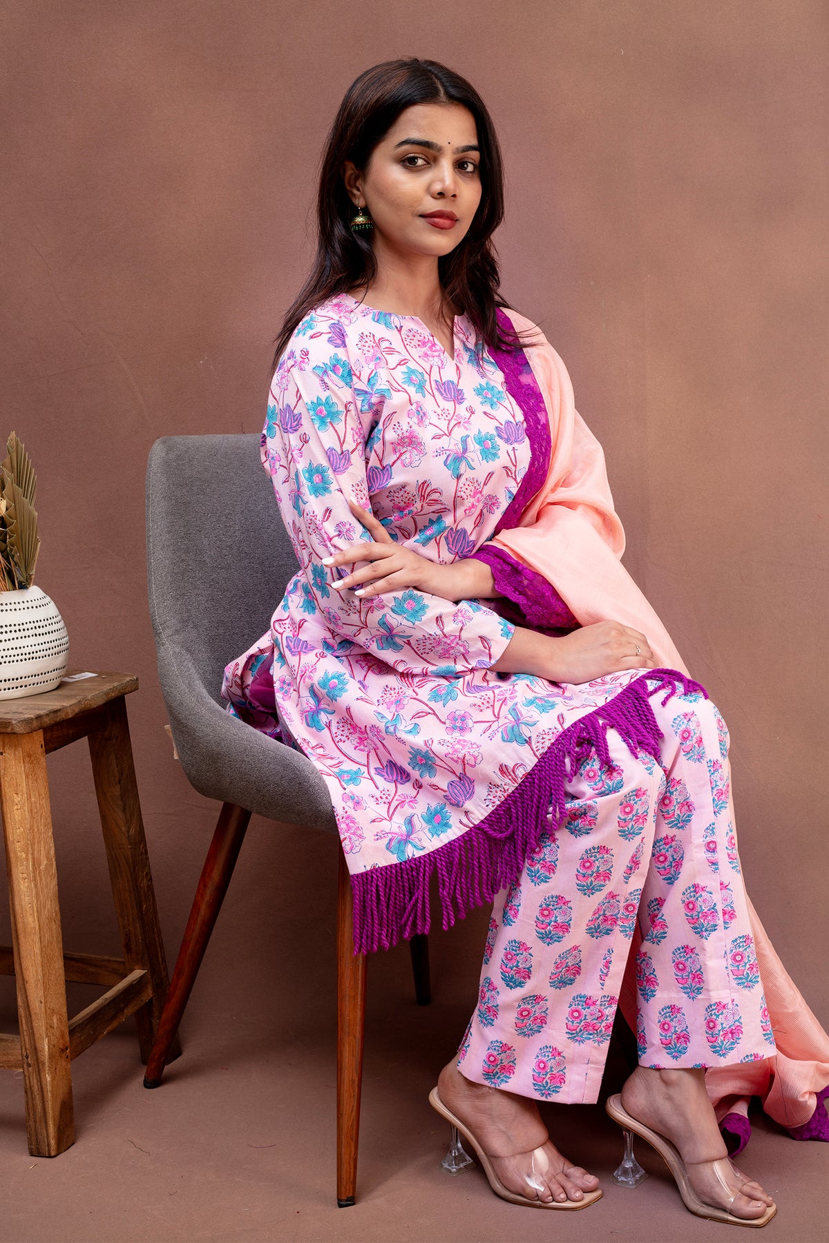 Blush Blossom Mulcotton Pant Set