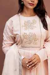 Pearl Blush Chanderi Cotton Kali Dress Set