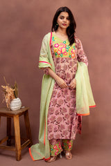 Muted Rose & Pistachio Cotton Straight-Cut Set