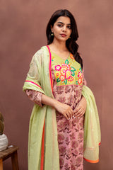 Muted Rose & Pistachio Cotton Straight-Cut Set