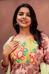 Muted Rose & Pistachio Cotton Straight-Cut Set