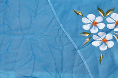 Cornflower Blue Hand-Block Georgette Saree