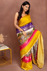 Mustard Melody Georgette Printed Saree